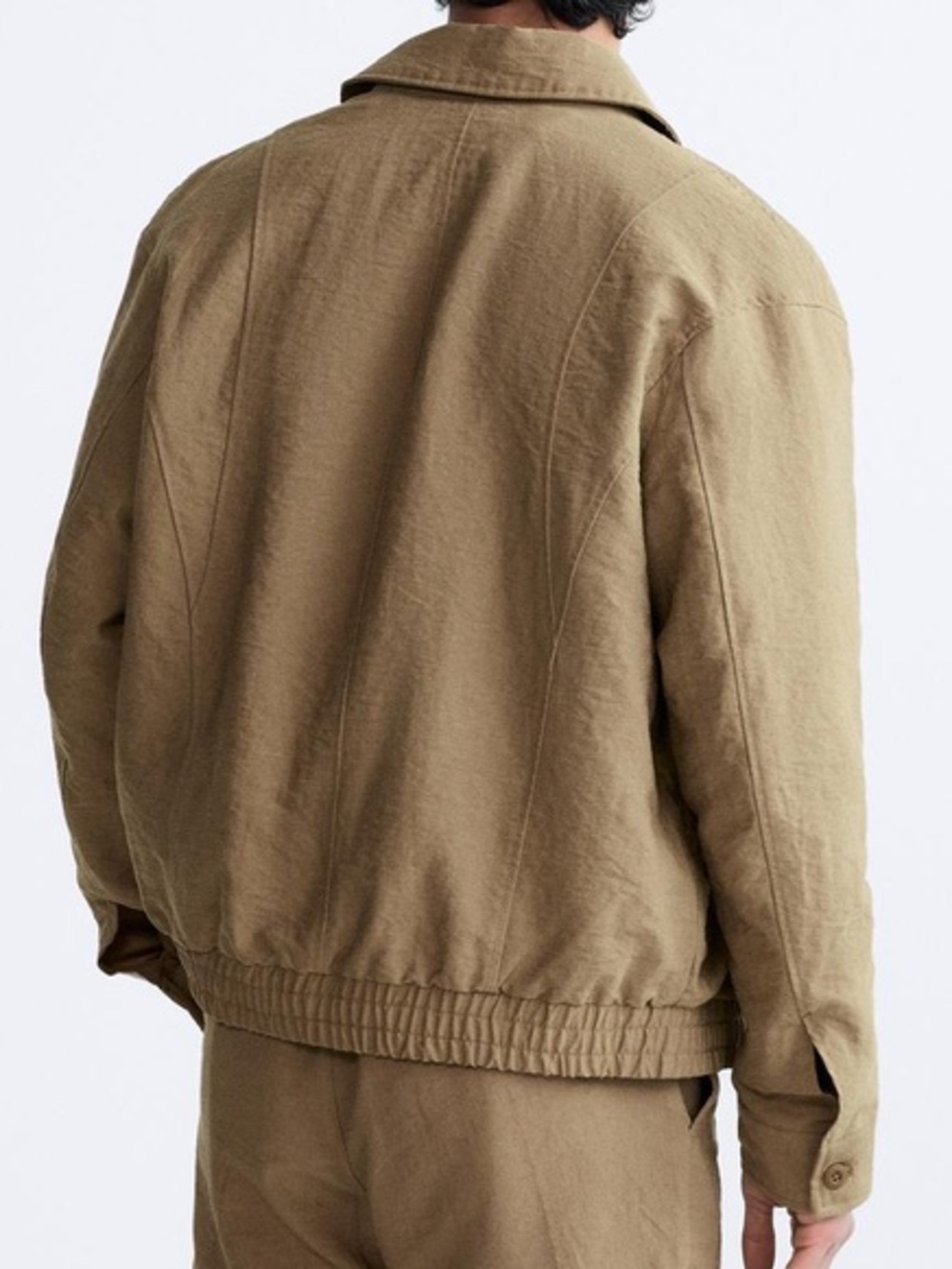 Zara Men's Lightweight Zip-Up Bomber Jacket, Khaki - Picture 5 of 13